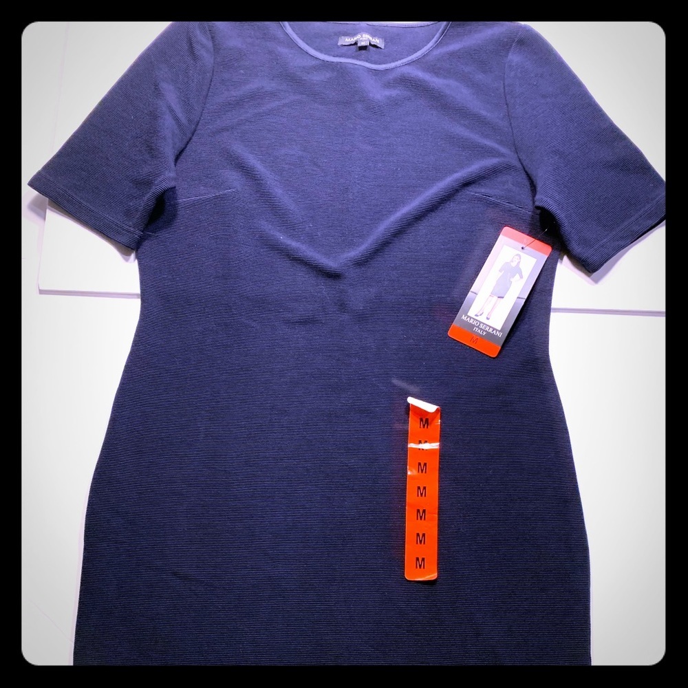 NEW Mario Serrani Dress Size SMALL Navy L24 knee length